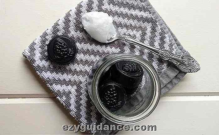Blanqueamiento de dientes hecho en casa Activado de carbón y aceite de coco tirando de las pestañas